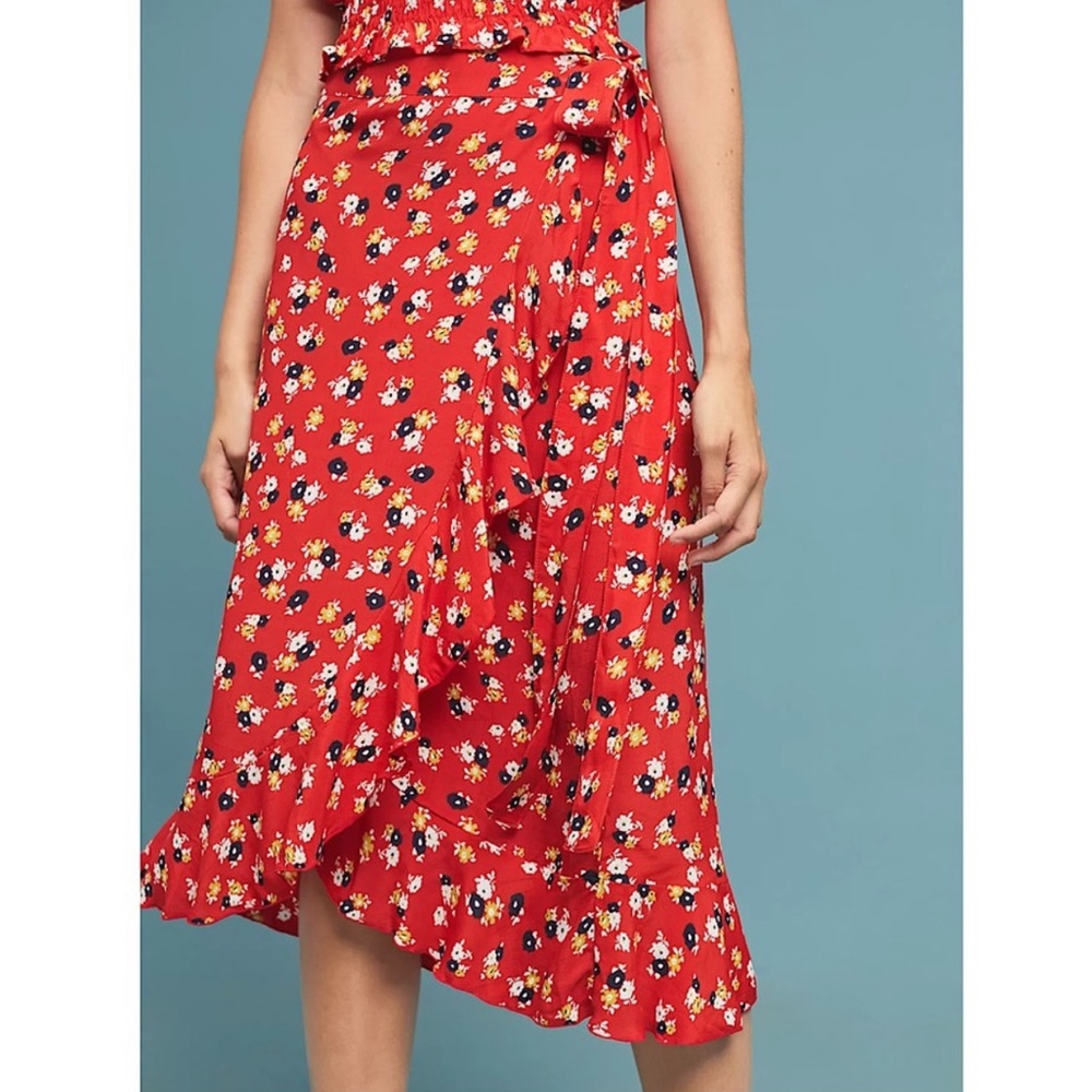 Anthropologie Floral Wrap Skirt by Faithfull the Brand Sz 4 EUC